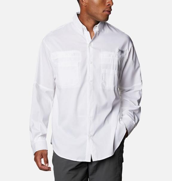 Columbia PFG Tamiami II Fishing Shirts White For Men's NZ69812 New Zealand